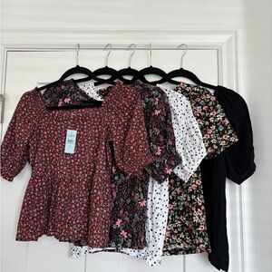 LOFT Assorted Floral and Polka Dot Blouse Bundle